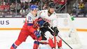 Český útočník Matěj Kubiesa v zápase proti Kanadě
