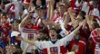 Fanoušci české hokejové reprezentace v opojení z výhry 6:1 nad Běloruskem