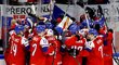 Čeští hokejisté se radují z úvodní výhry na mistrovství světa