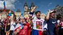 Davy fanoušků fandili českému národnímu týmu v zápase o bronz na Staroměstském náměstí