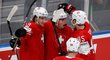 Švýcarští hokejisté se radují ze vstřelené branky