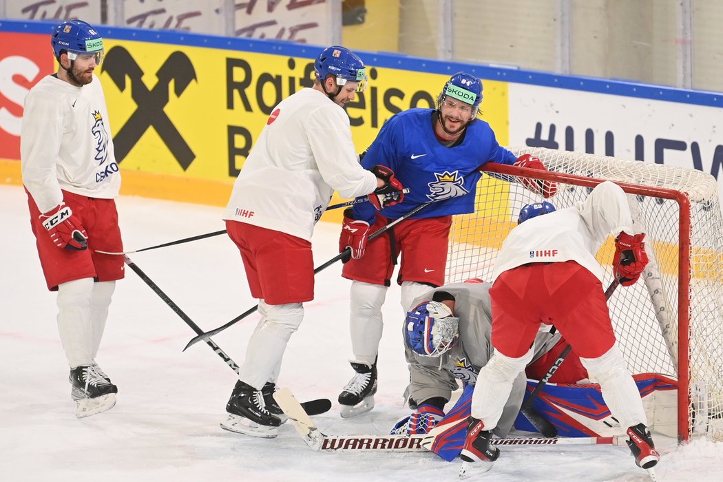 Čeští hokejisté se připravují na duel se Slovinskem