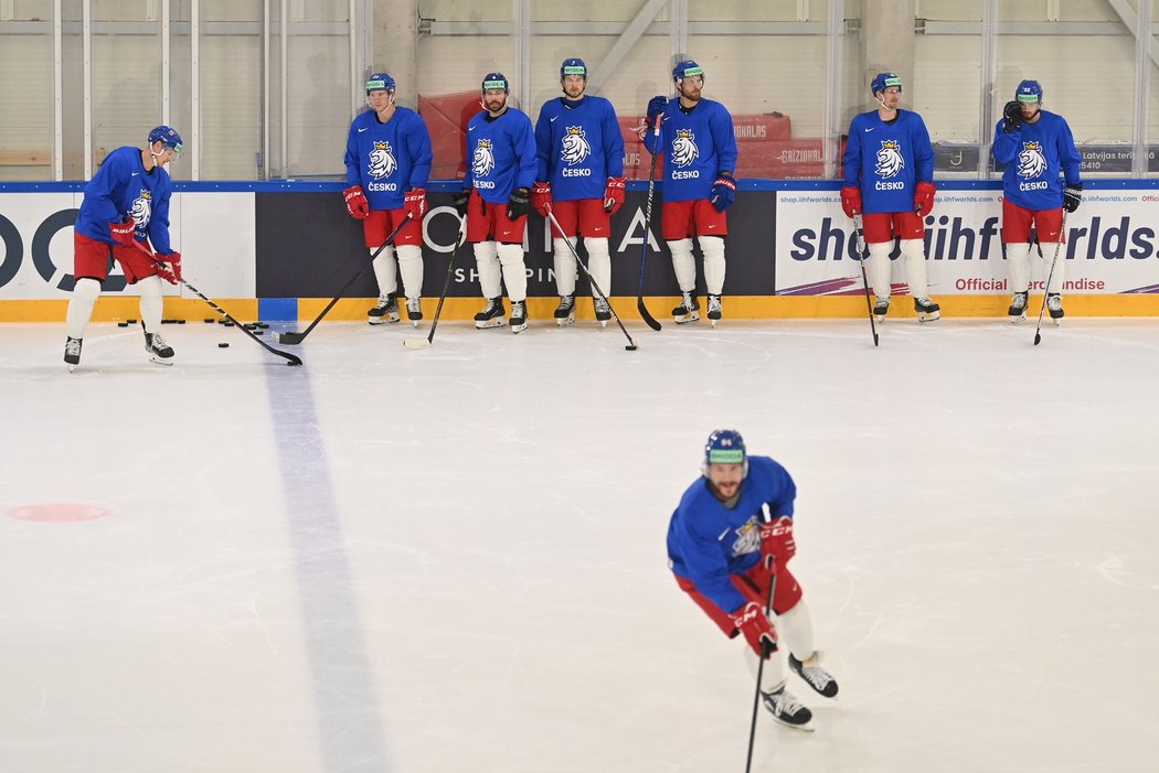Čeští hokejisté se chystají na čtvrteční zápas proti Slovinsku