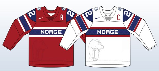 Dresy hokejistů Norska pro mistrovství světa v Česku 2024 Dresy hokejistů Norska pro mistrovství světa v Česku 2024
