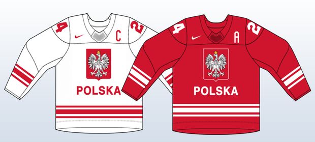 Dresy hokejistů Polska pro mistrovství světa v Česku 2024 Dresy hokejistů Polska pro mistrovství světa v Česku 2024