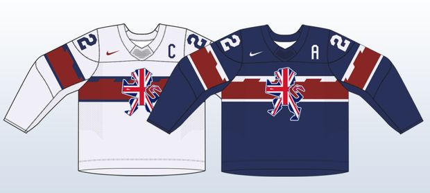 Dresy hokejistů Velké Británie pro mistrovství světa v Česku 2024 Dresy hokejistů Velké Británie pro mistrovství světa v Česku 2024