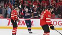 Americký útočník Jake Guentzel se raduje po gólu do sítě Kanady na turnaji 4 Nations Face-Off