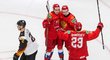 Ruští hokejisté se radují z druhé trefy čtvrtfinále proti Německu