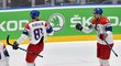 Český střelec Dominik Kubalík se raduje z gólu v utkání o bronz proti Rusku