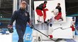 Čeští hokejisté si v pohodové atmosféře zatrénovali před utkáním proti Švýcarsku