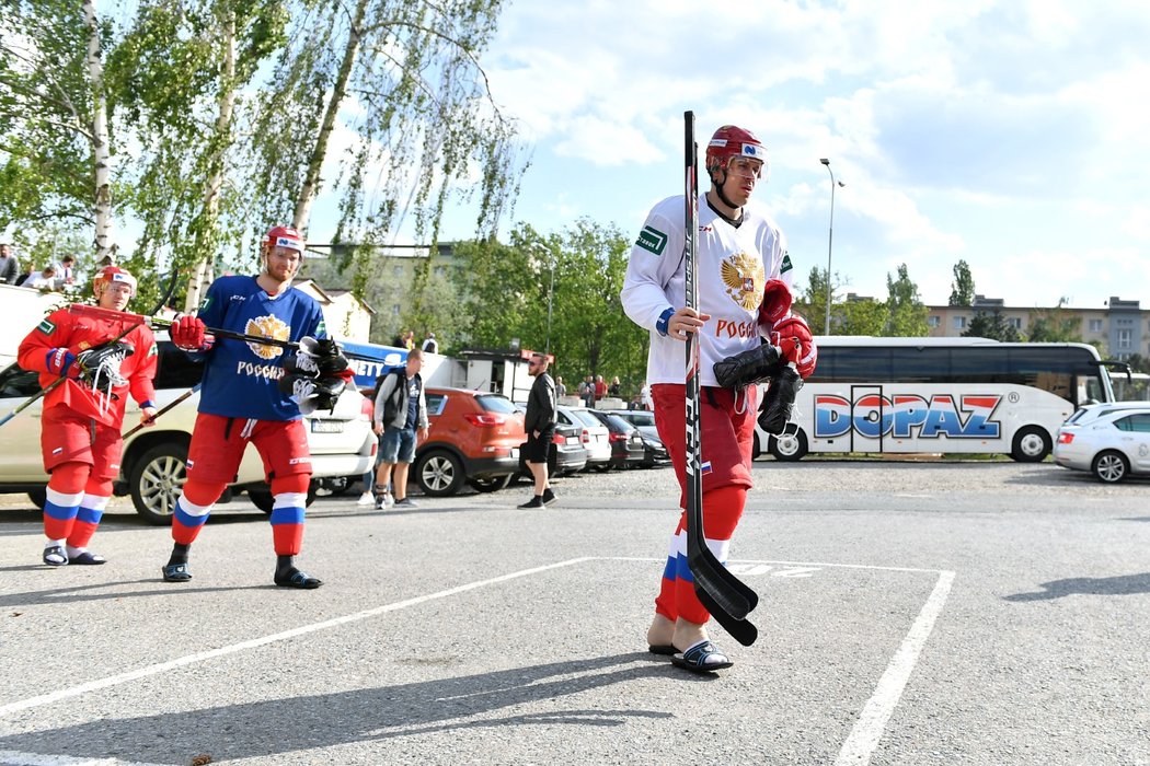 Po Brně se v hokejové výstroji potuloval i hvězdný ruský centr Jevgenij Malkin