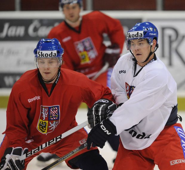 Jiří Hudler a Ondřej Němec na tréninku před Karjala Cupem Jiří Hudler a Ondřej Němec na tréninku před Karjala Cupem
