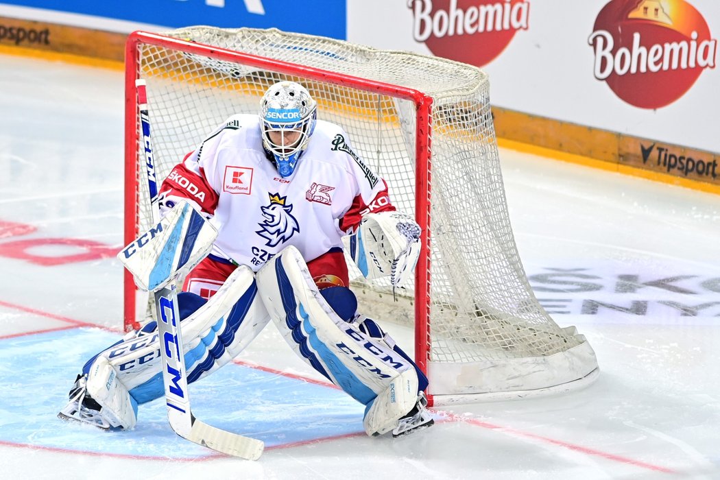 Brankář Petr Kváča během své reprezentační premiéry