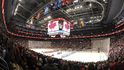 Kanadská hymna před prvním finále Světového poháru proti Týmu Evropy