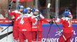 České hokejistky se radují z gólu