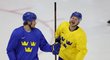 Švédští hokejisté na tréninku během olympiády v Pekingu