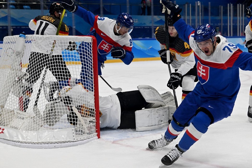 Slovenští hokejisté v osmifinále turnaje v Pekingu přejeli Německo 4:0 a slaví postup do čtvrtfinále