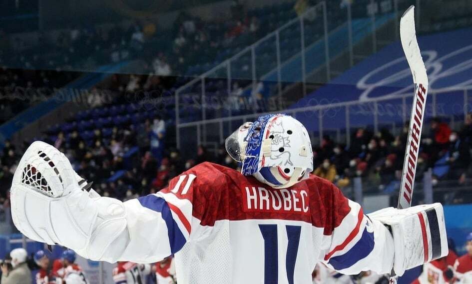 Brankář Šimon Hrubec byl na poslední olympiádě bez hráčů z NHL jedničkou národního týmu