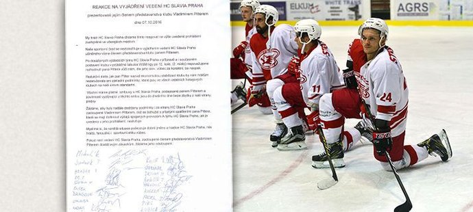 Reakce kádru hokejové Slavie na prohlášení šéfa klubu Vladimíra Pittera