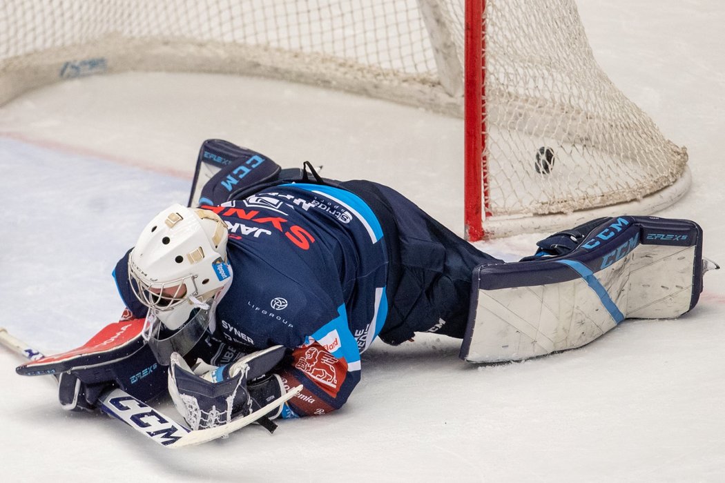 Liberecký brankář Jakub Neužil inkasoval