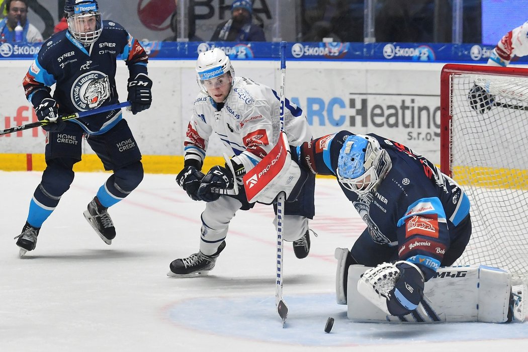 Plzeňský Adrián Holešinský doráží na libereckého Petra Kváču