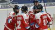 Hokejisté Olomouce se radují z první branky v zápase s Vítkovicemi