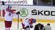 Vladimír Sobotka čtvrtfinálové utkání MS s USA po tvrdém ataku nedohrál