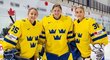 Švédská reprezentační brankářka Sara Grahnová (uprostřed) vychytala remízu mezi muži
