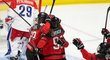 Kanadské hokejistky se radují z gólu proti Česku na MS 2024