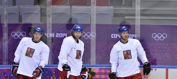 Ondřej Palát (vlevo) bude hrát na olympiádě v útoku s Jakubem Voráčkem a Davidem Krejčím