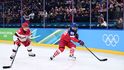 David Pastrňák proti Dánsku na ZOH 2026