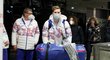 Čeští hokejisté na pražském letišti po návratu z Pekingu