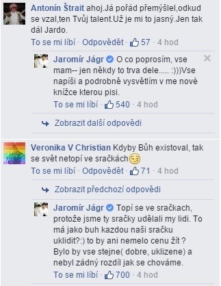 Jaromír Jágr bez servítek odpovídá i v komentářích pod svými příspěvky