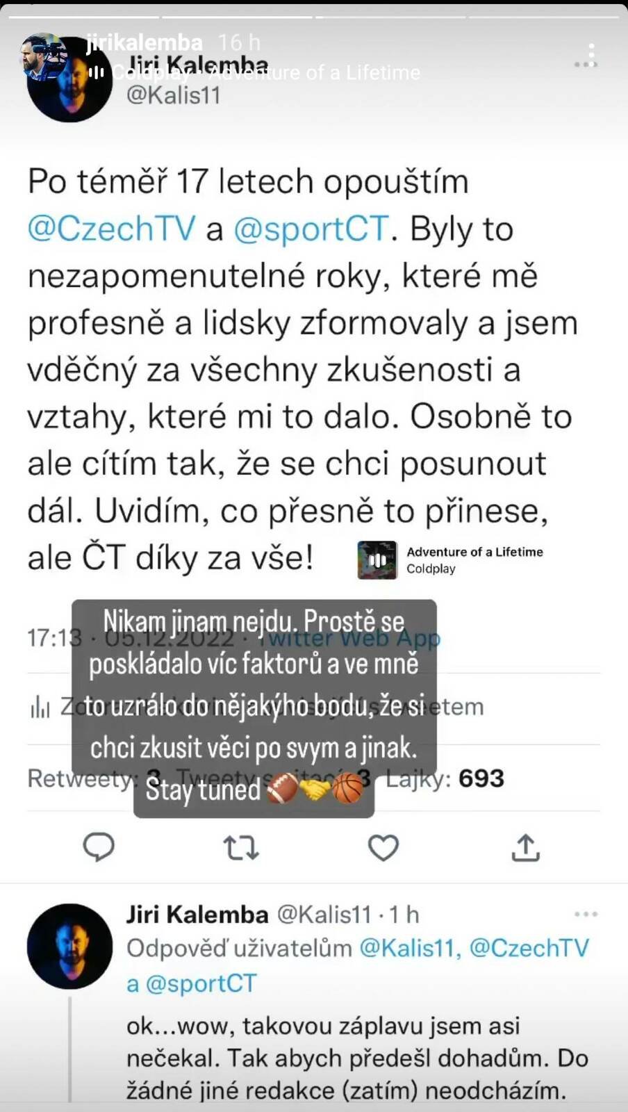 Kalemba byl v ČT 17 let