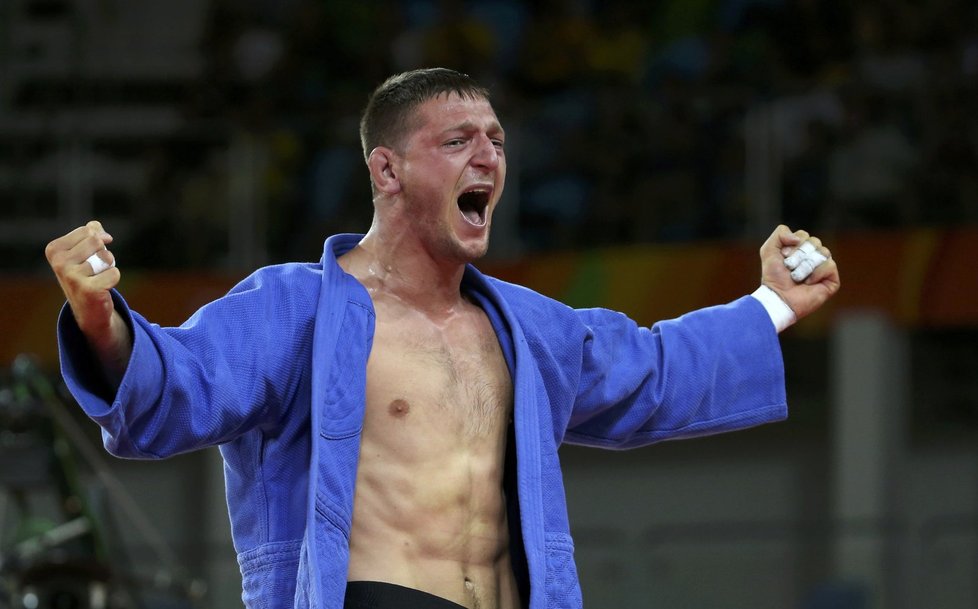 Judista Lukáš Krpálek se raduje z postupu do finále olympijského turnaje
