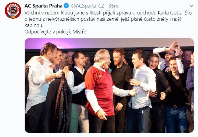 Za Karlem Gottem smutní i fotbalová Sparta