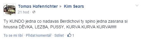 Nechutné příspěvky na fanouškovské stránce Kim Searsové z dílny českých příznivců