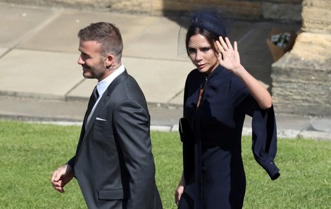 David Beckham s manželkou Victorií na královské svatbě