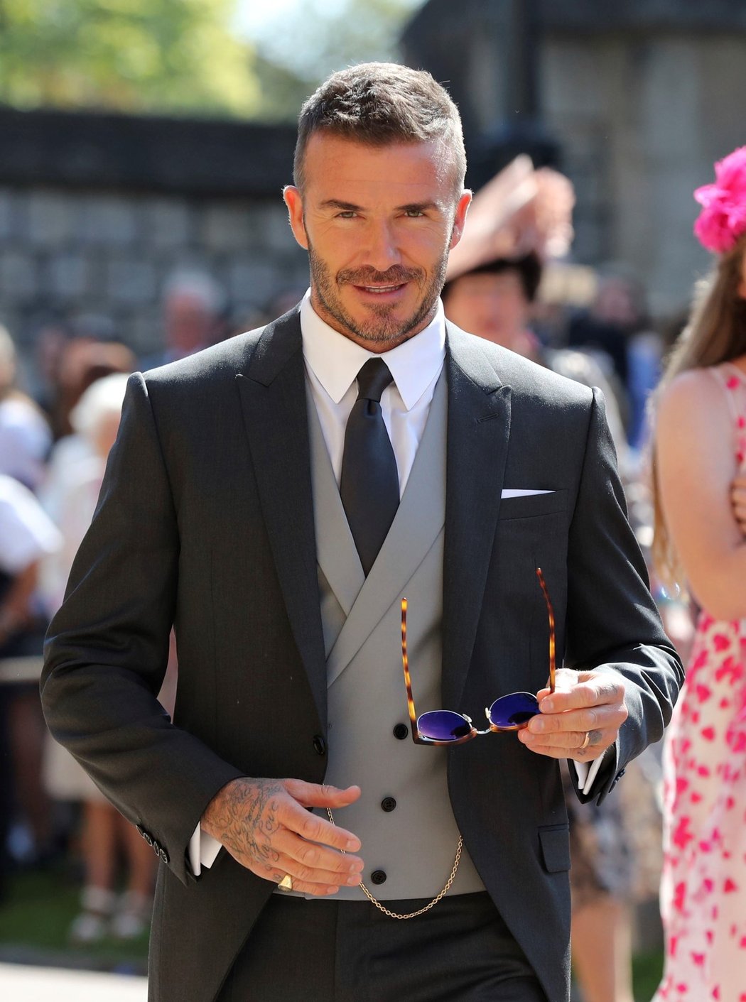 Fotbalista David Beckham na svatbě prince Harryho s Meghan Markle