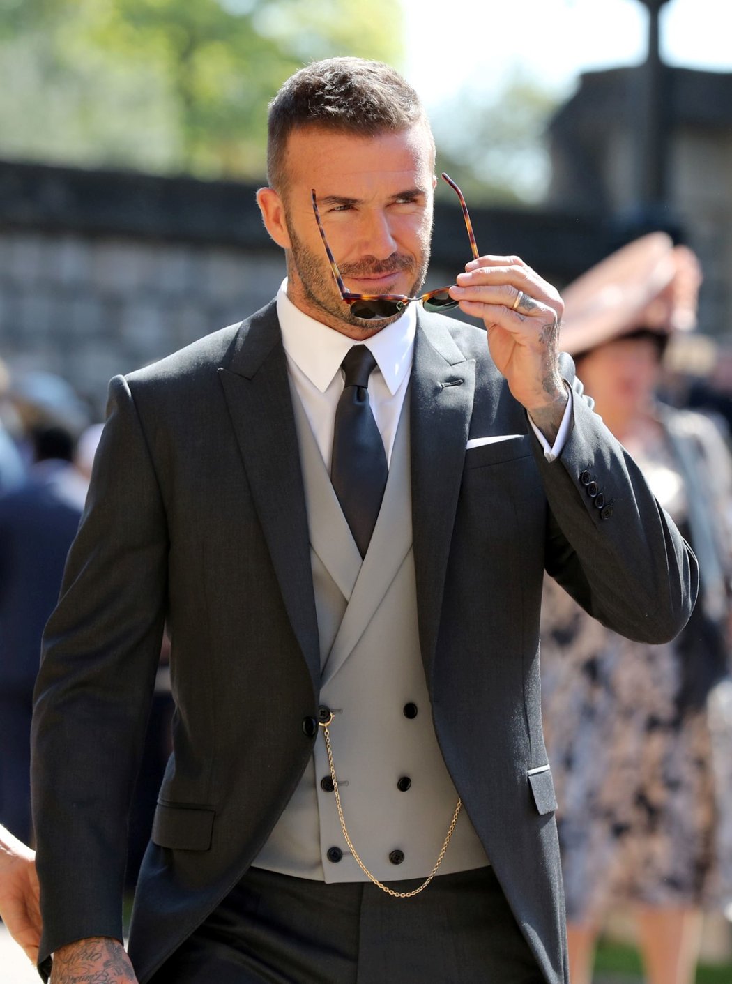 Fotbalista David Beckham na svatbě prince Harryho s Meghan Markle