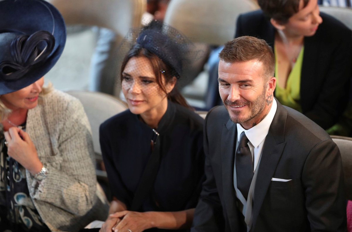 David Beckham s manželkou Victorií na královské svatbě