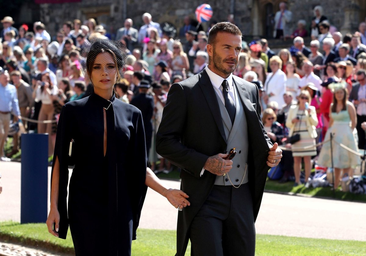 David Beckham s manželkou Victorií na královské svatbě