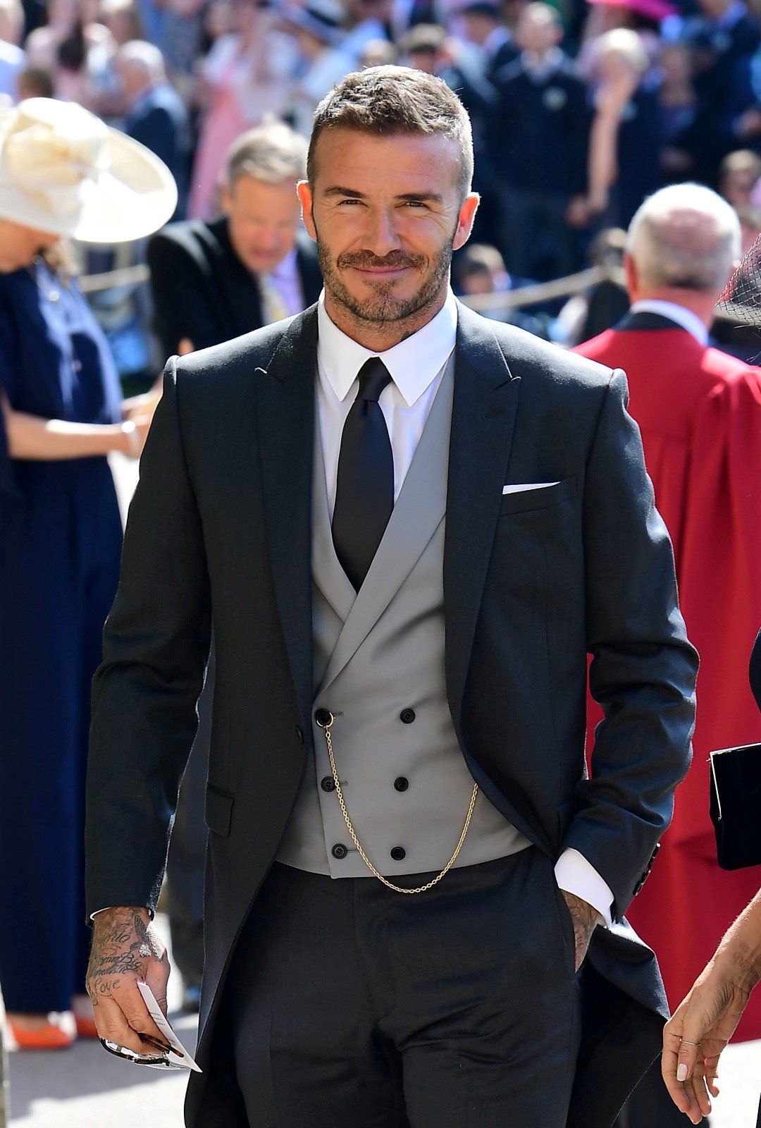 Fotbalista David Beckham na svatbě prince Harryho s Meghan Markle