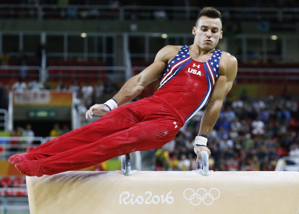 Samuel Mikulak, jeden z elitních amerických gymnastů na olympiádě v Riu