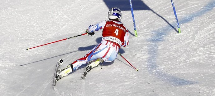 Francouzský lyžař Alexis Pinturault v superobřím slalomu v Krajnske Goře