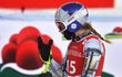 Ester Ledecká v cíli super-G v Garmisch-Partenkirchenu, v němž skončila nakonec šestá