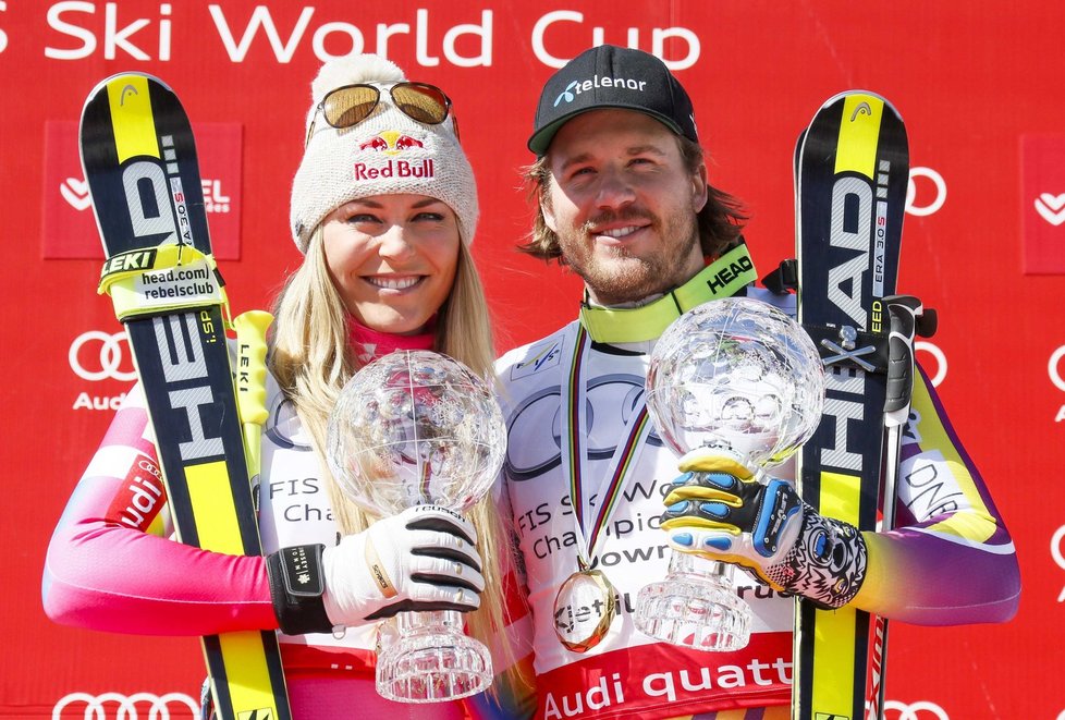 Jansrud a Vonnová s malými křišťálovými glóby