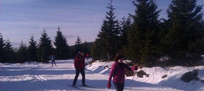 V nejvyšším bodě na trase Jizerské padesátky na Rozmezí v tisíci metrech nad mořem to už jede bez problémů