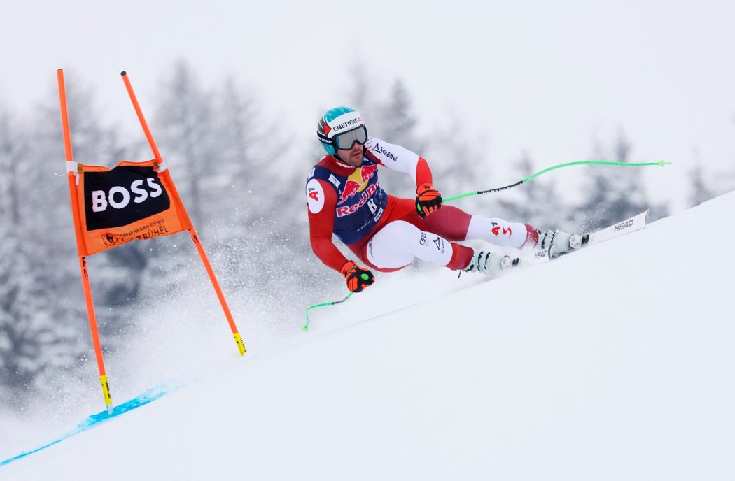 Rakouský lyžař Vincent Kriechmayr během tréninkové jízdy