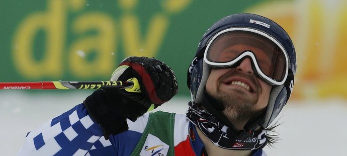 Kryštof Krýzl v cíli obřího slalomu v Krajnske Goře